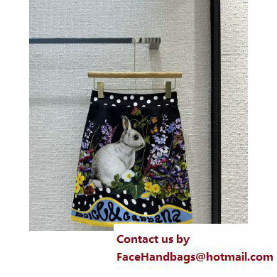 Dolce  &  Gabbana black bunny printed skirt 2023